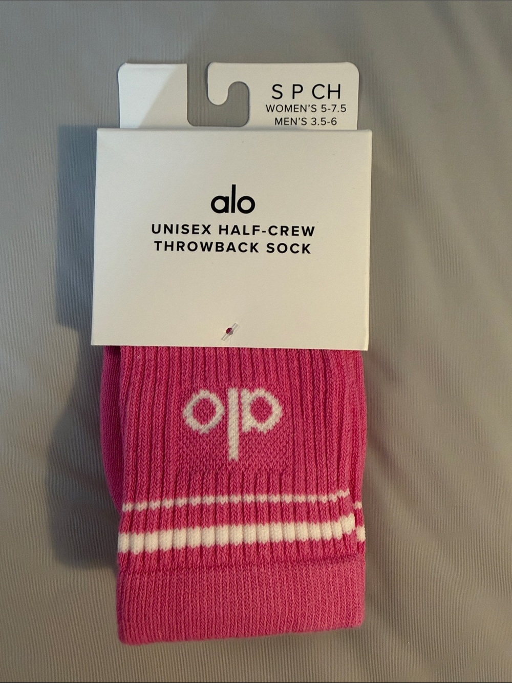ALO Throwback half crew unisex sock NWT S HTF Paradise Pink (ALO006)